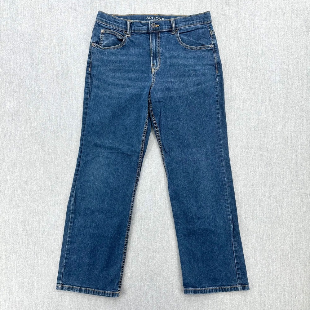 Arizona‎ Jeans Women 18 Husky Blue Straight Leg Adjustable Waist Denim Pants